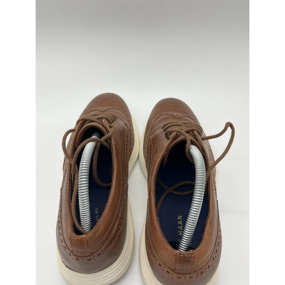 Cole Haan Grand.OS Shoes Mens Size 10 Brown Leather Wingtip Brogue Oxford C29414